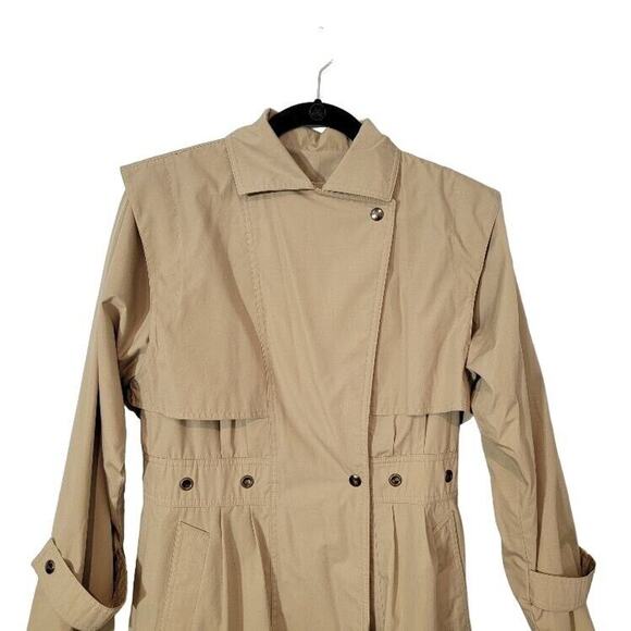 VTG Carol Cohen Trench Coat Women's Longline Drizzle Small Khaki Tan Union Made - Picture 3 of 12